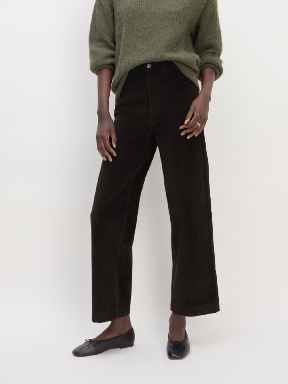 Everlane Black Corduroy Wide Leg Cotton Pants 6 Womens